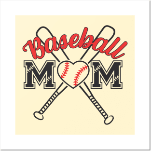 Baseball Mom with Heart Inside the Ball Posters and Art